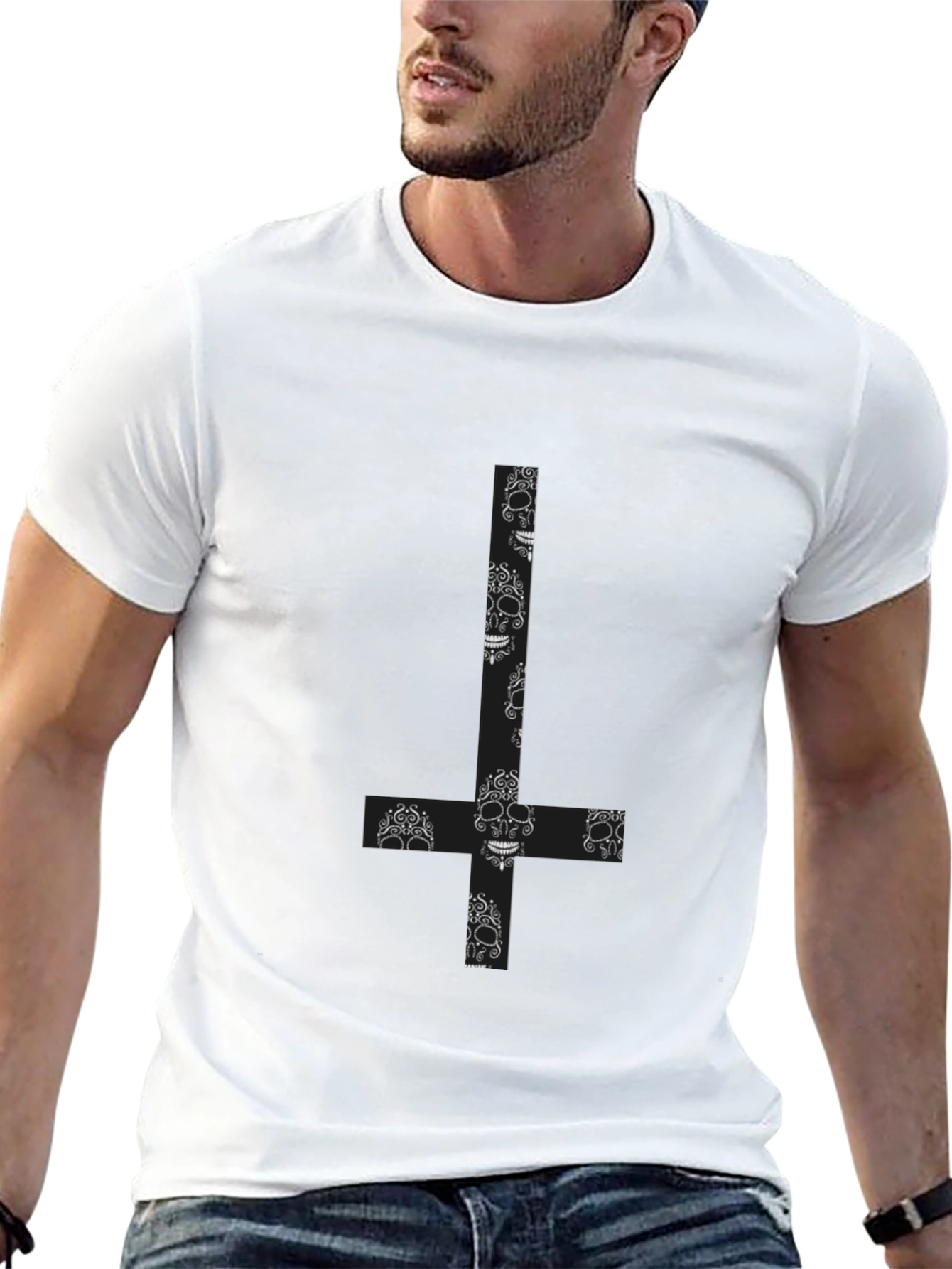 Skull Cross Graphic T-Shirt - Black