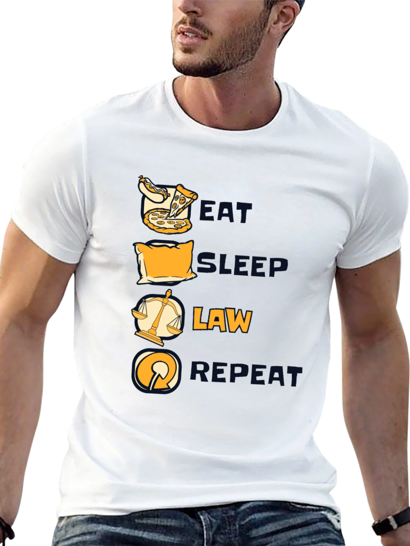 Eat Sleep Law Repeat Graphic T-Shirt