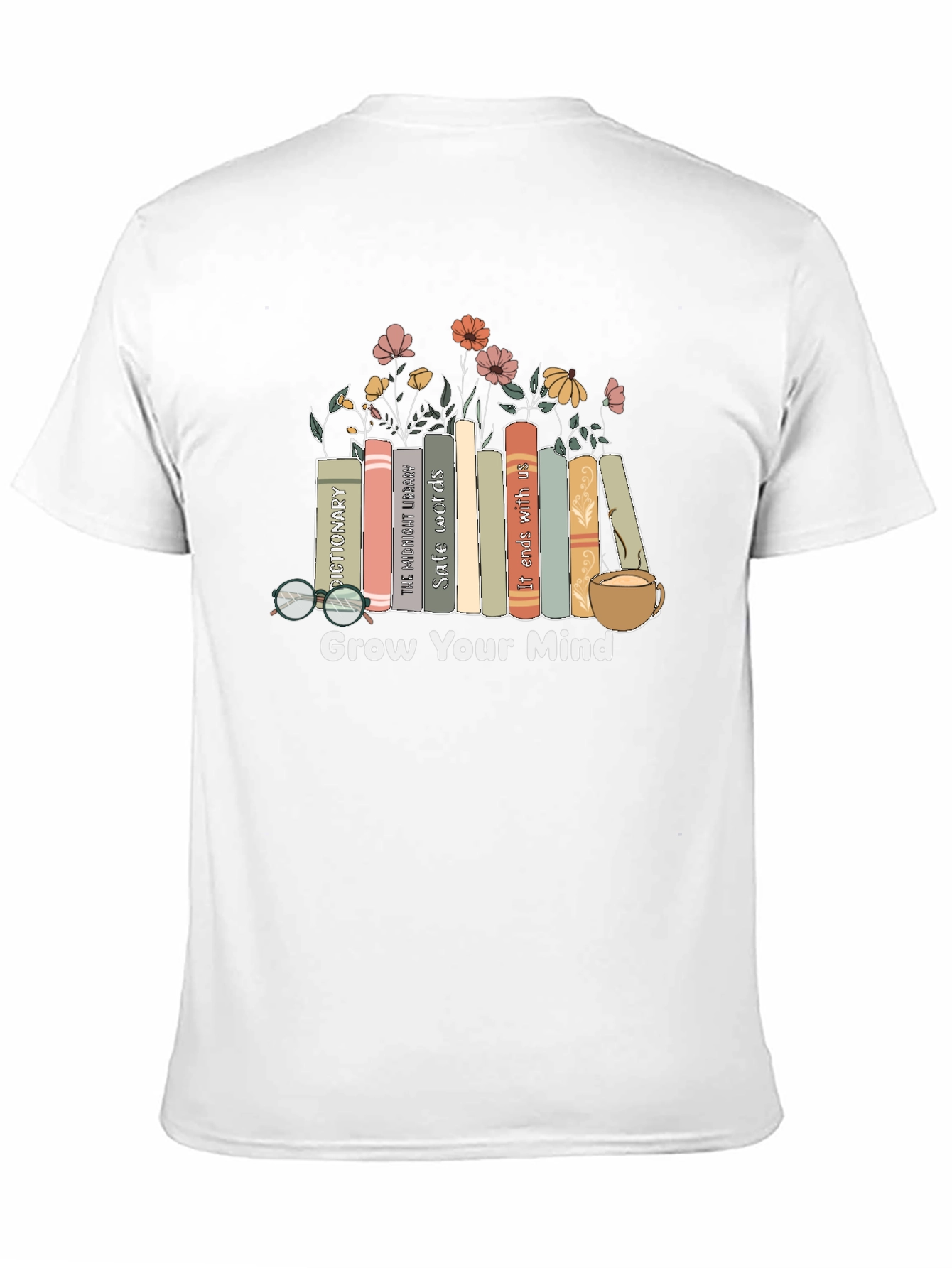 Grow Your Mind Books & Flowers Graphic Tee