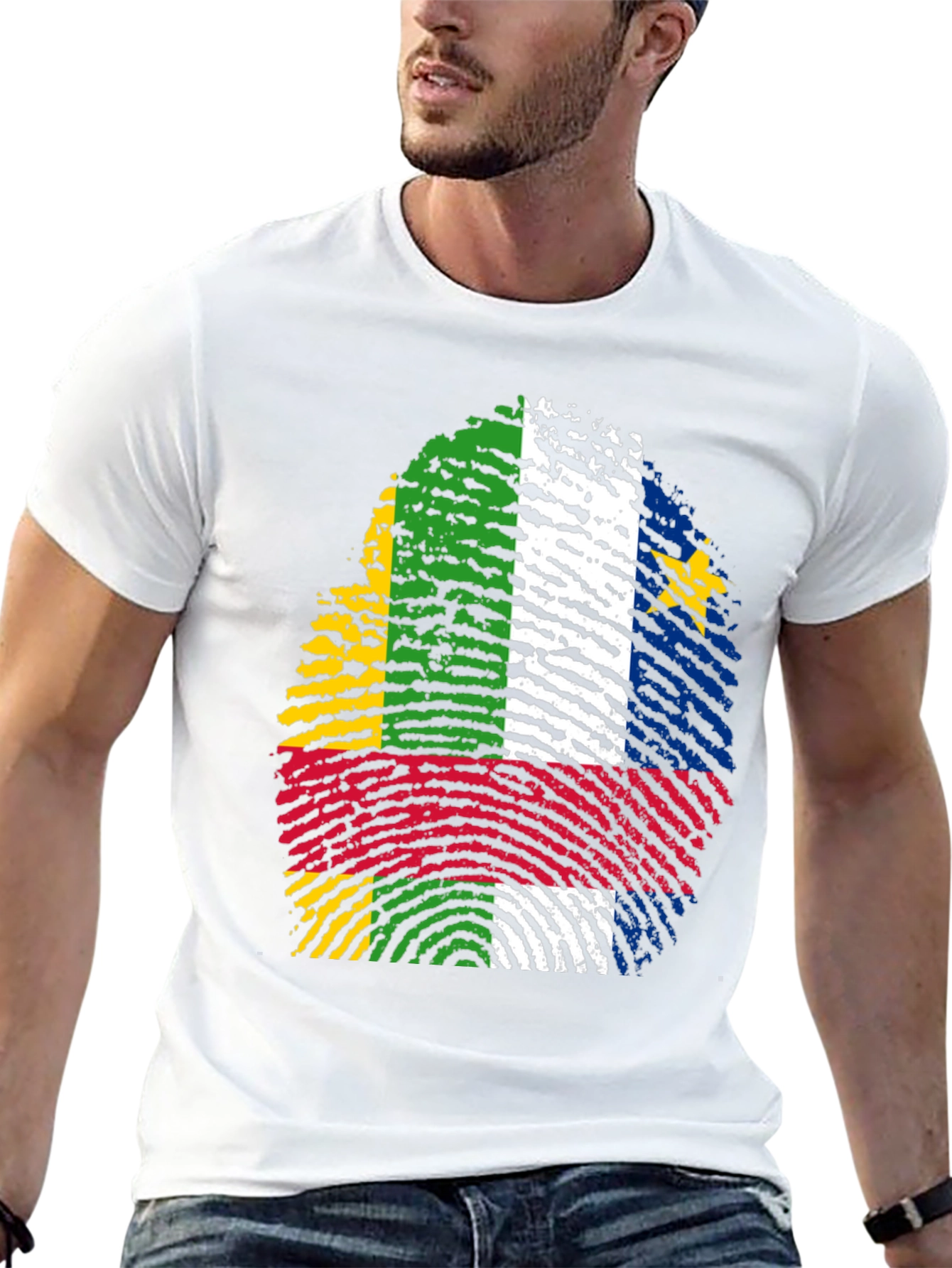 Central African Republic Flag Fingerprint T-Shirt