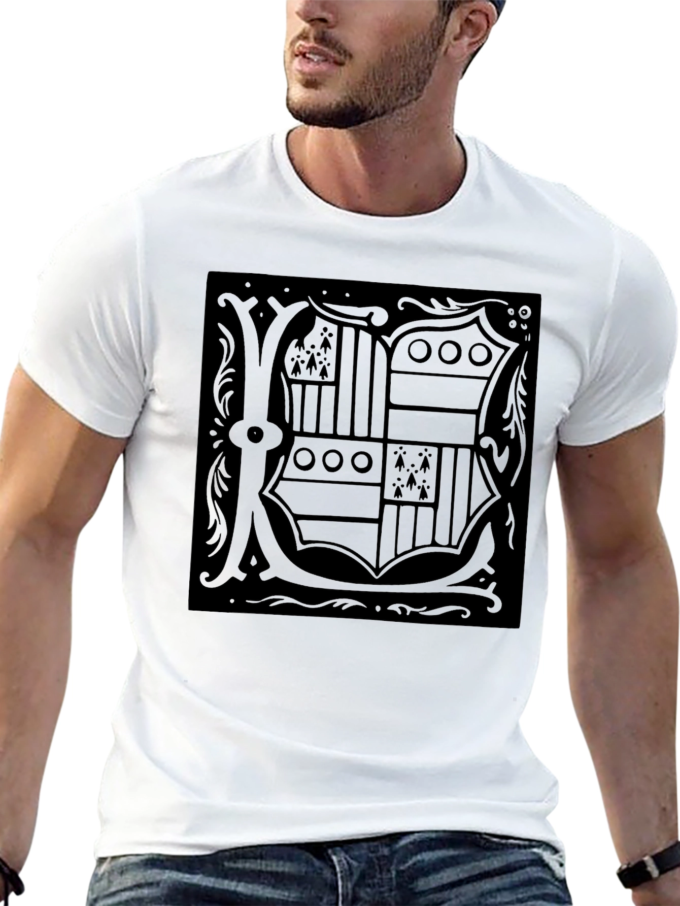 Monochrome Crest Graphic Tee