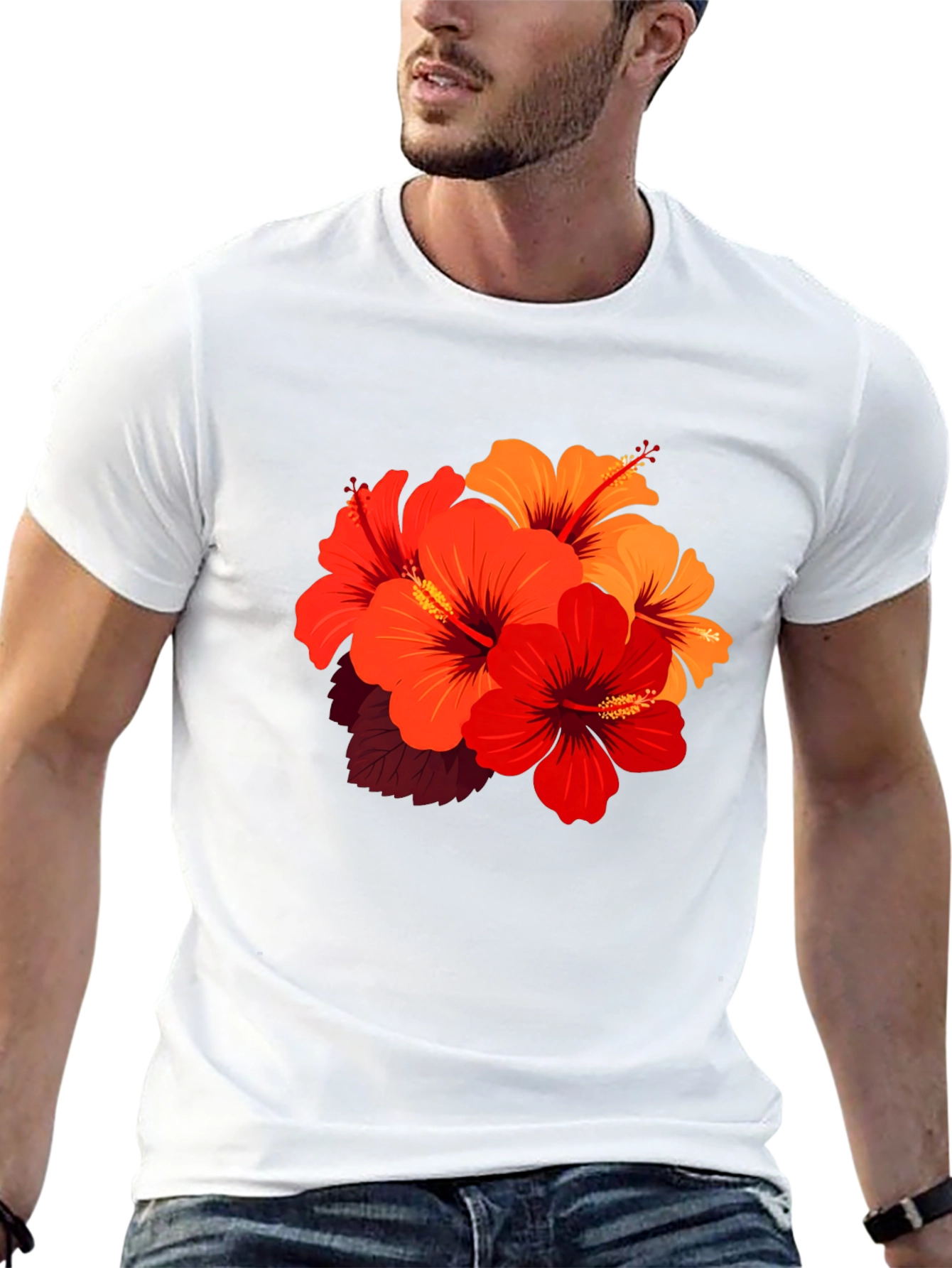 Floral Hibiscus Graphic Black T-Shirt