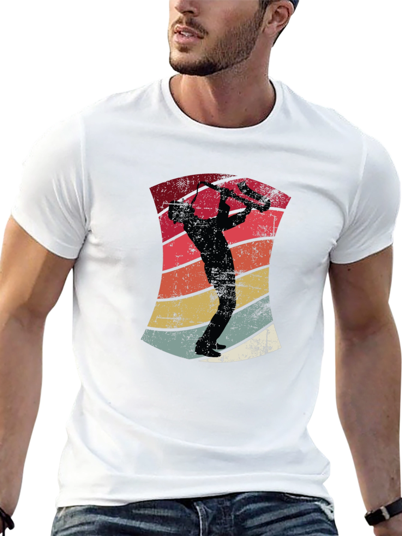 Retro Saxophone Player Graphic T-Shirt