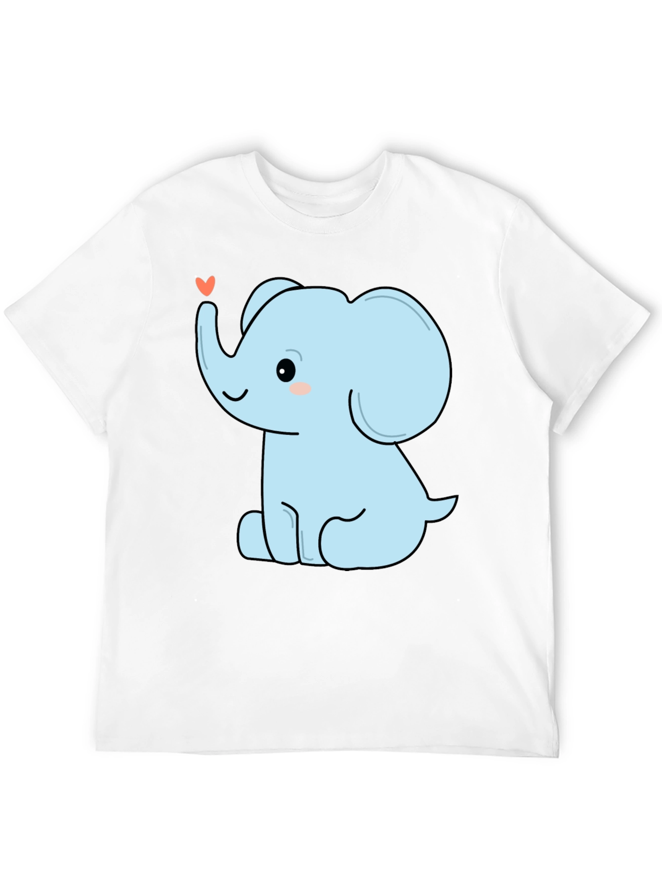 Cute Elephant Heart Graphic Tee - Black Cotton T-Shirt