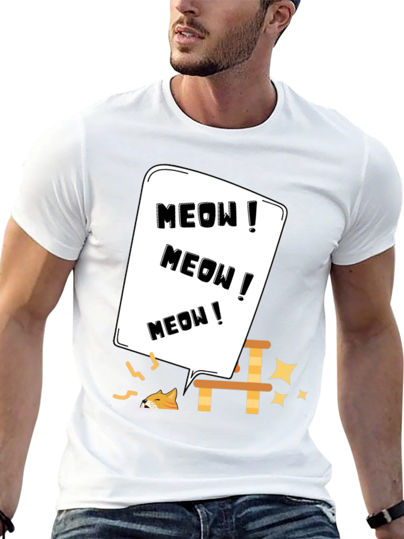 Meow Cat Lover T-Shirt Black