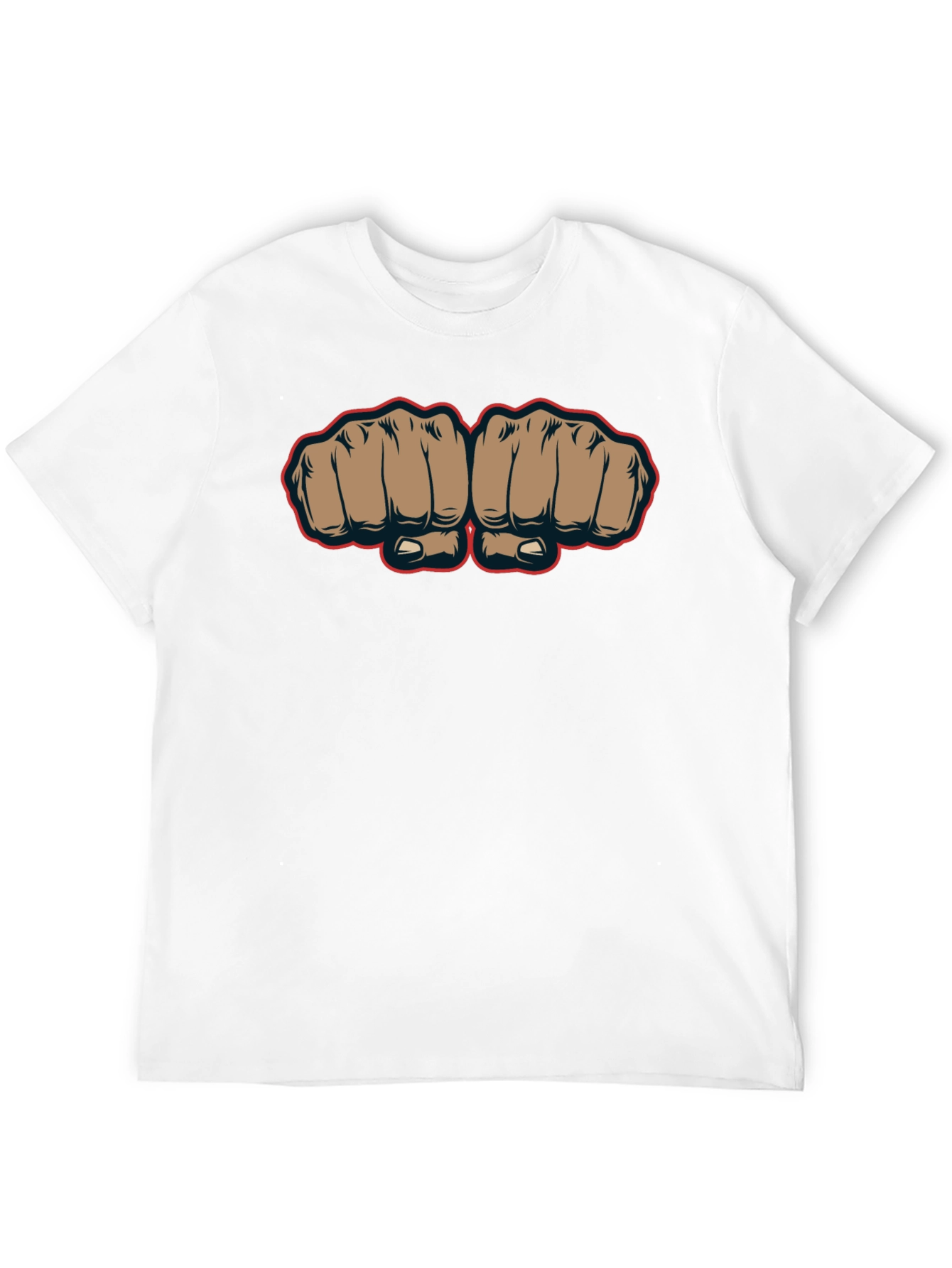 Fist Bump Graphic Tee - Black Crew Neck T-Shirt