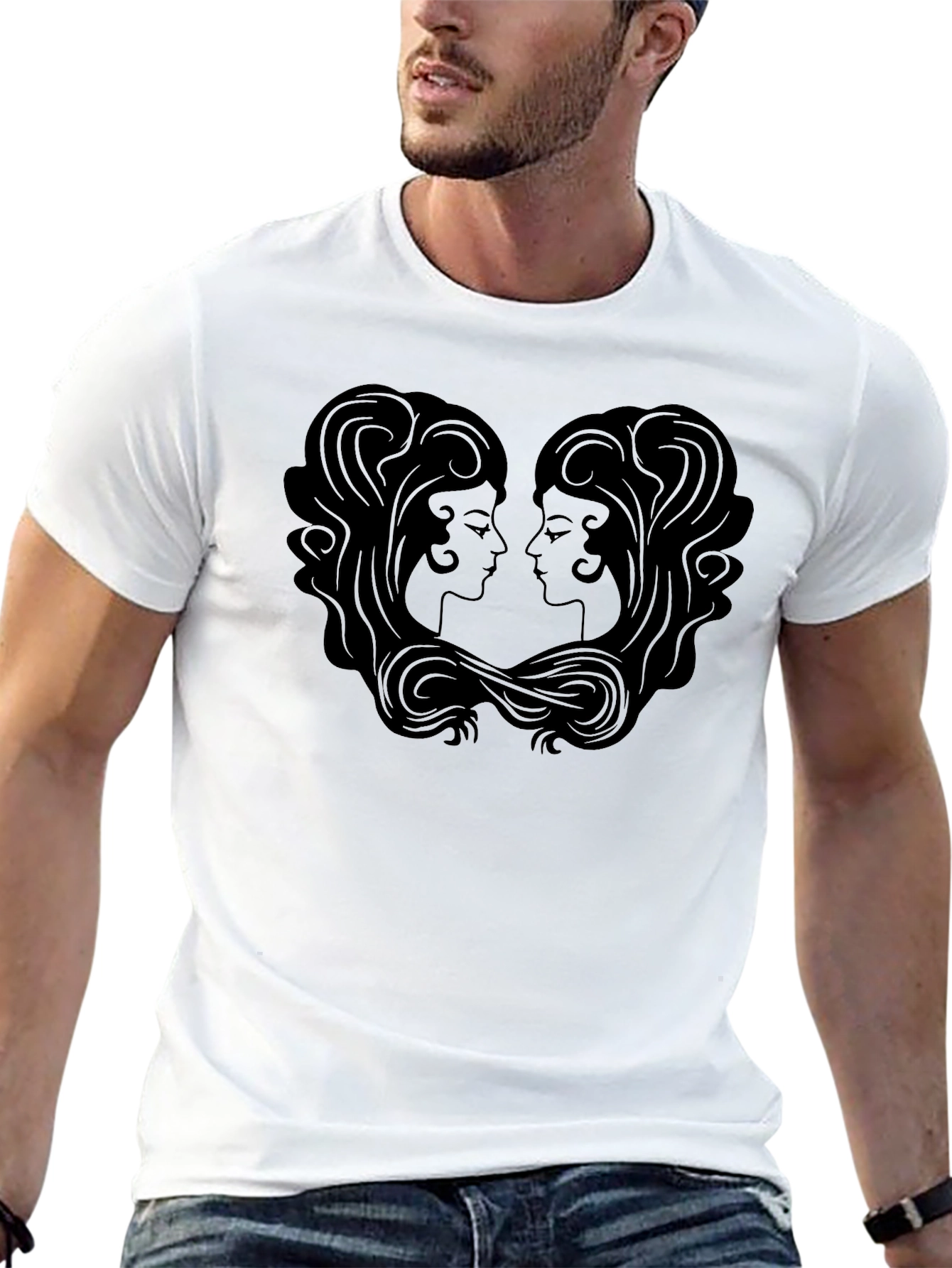 Gemini Silhouette Graphic Tee - Unisex Black T-Shirt