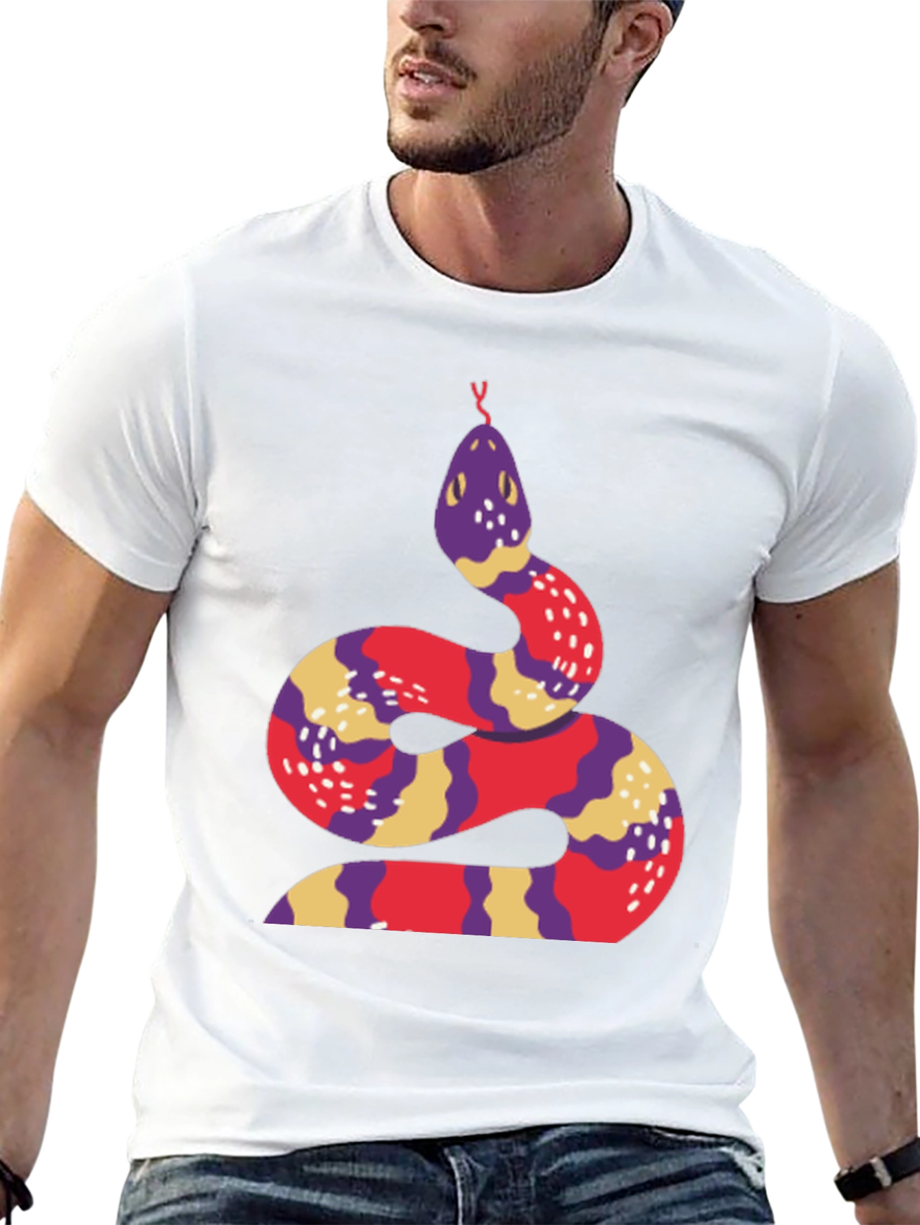 Snake Graphic Tee - Stylish Crew Neck T-Shirt