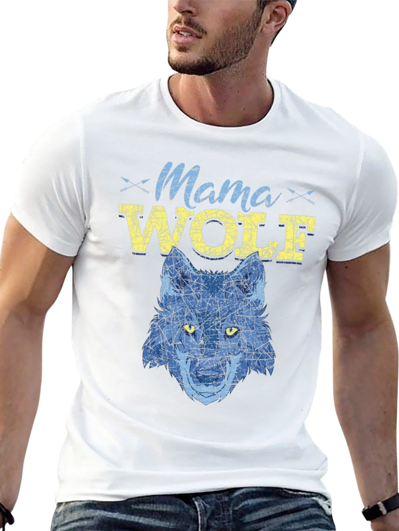 Mama Wolf Graphic Tee - Blue Wolf Design
