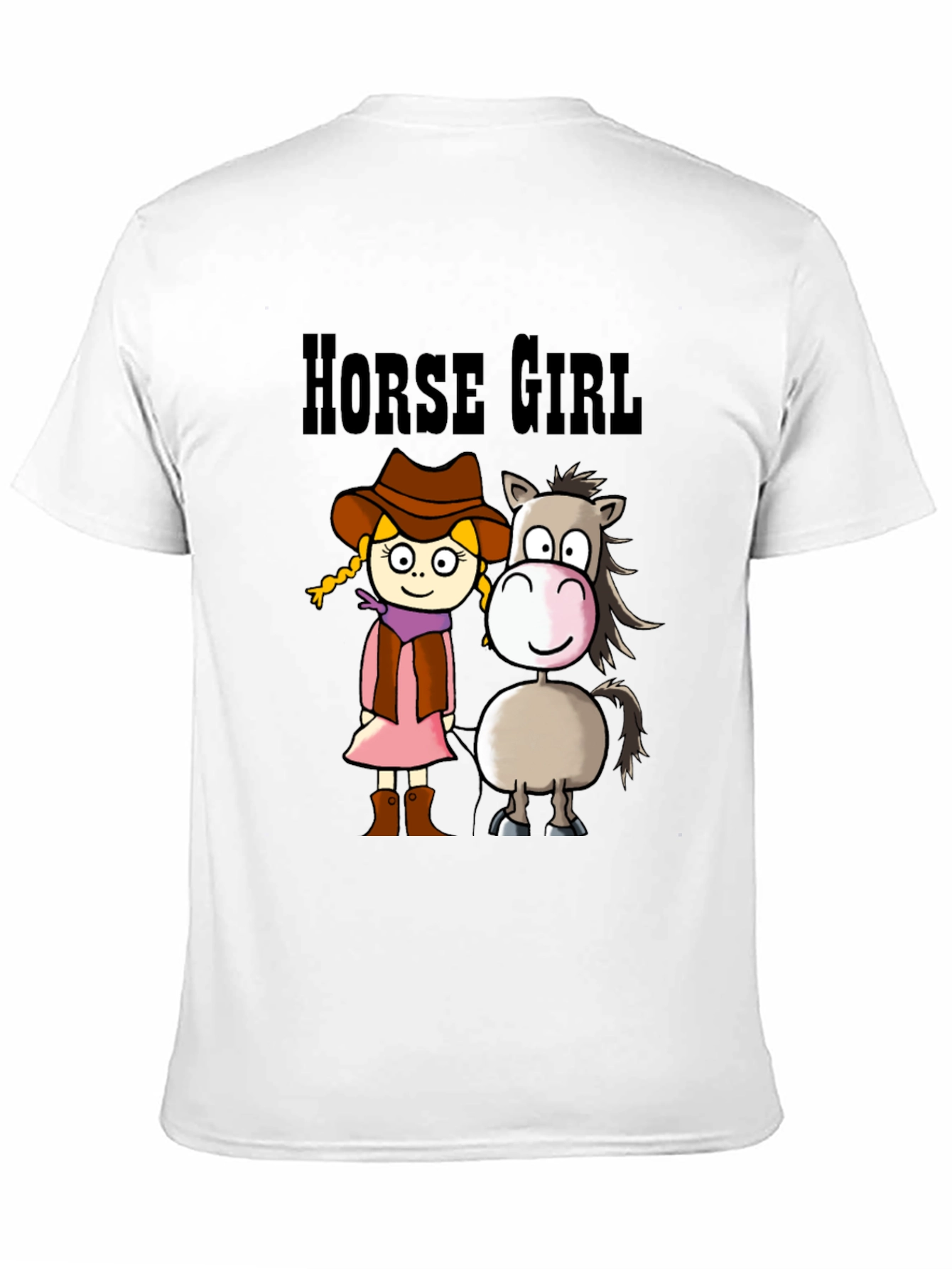 Horse Girl Cartoon T-Shirt - Cute Animal Tee