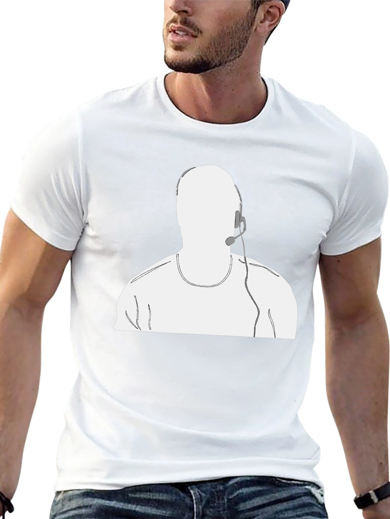 Black T-Shirt with Headset Graphic