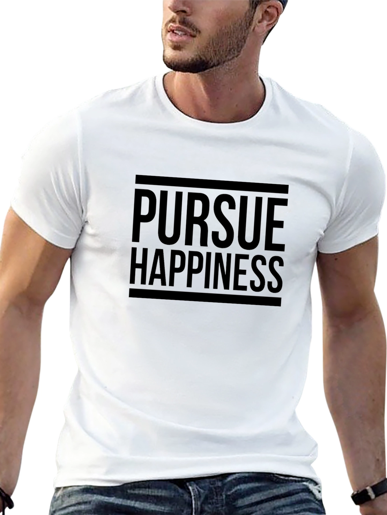 Pursue Happiness Graphic Tee - Black Cotton T-Shirt