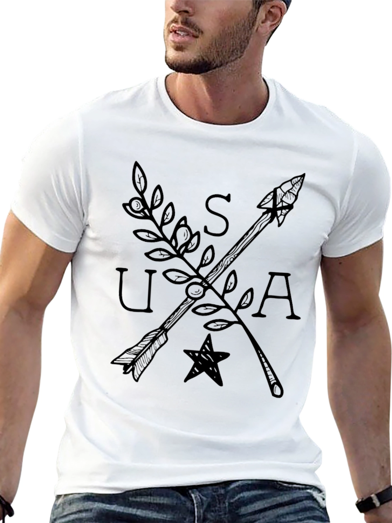 USA Arrows & Star Graphic Tee - Black