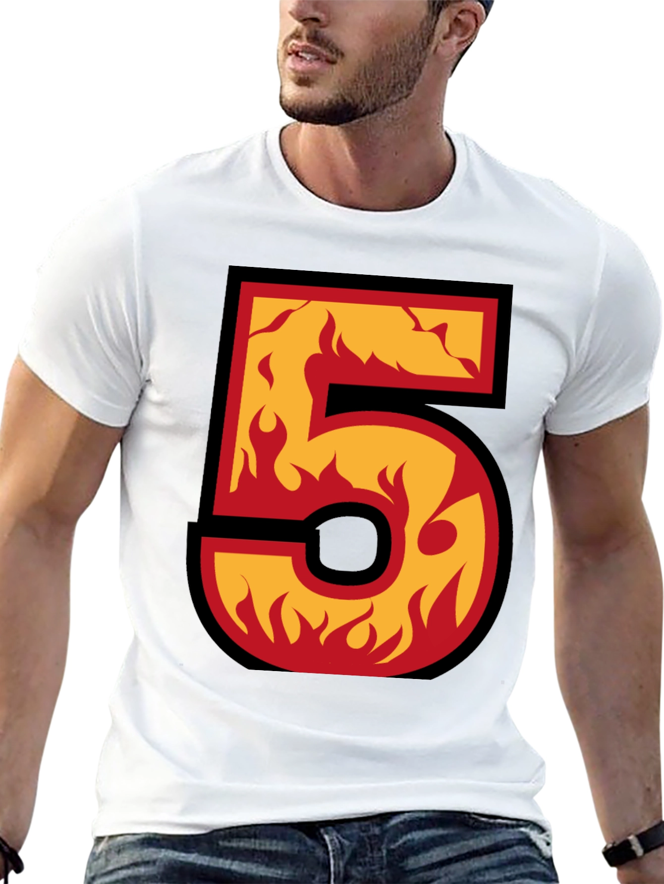 Flaming Number 5 Graphic T-Shirt