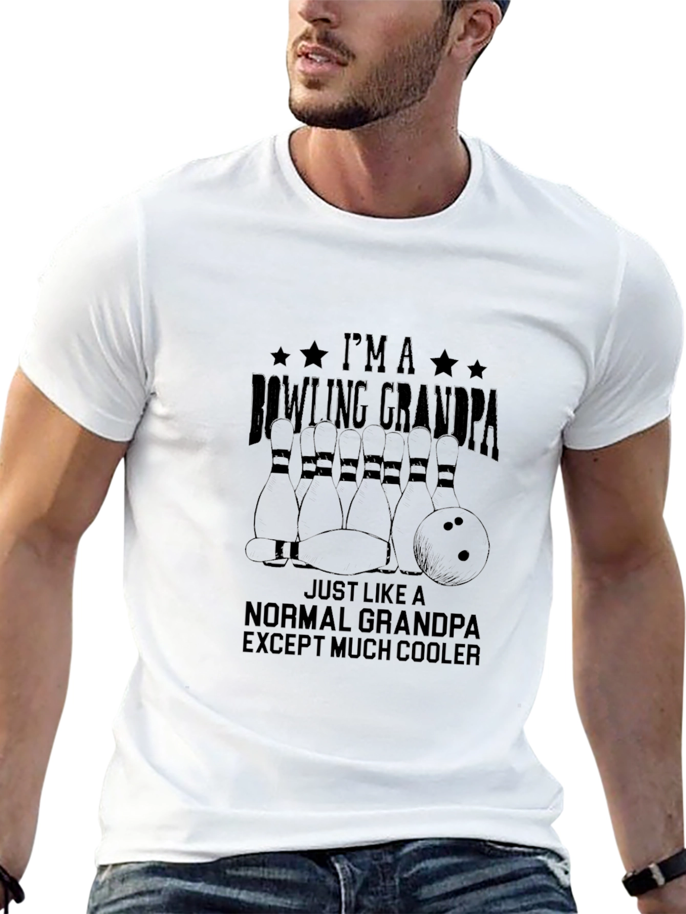 Bowling Grandpa T-Shirt - Cool Grandfather Tee