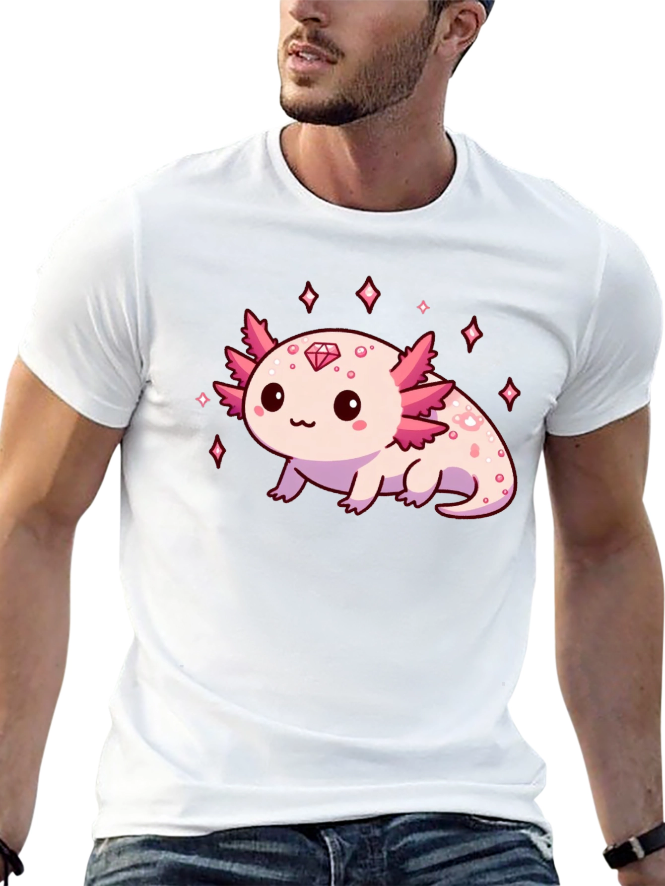 Axolotl Diamond Black T-Shirt - Cute & Stylish