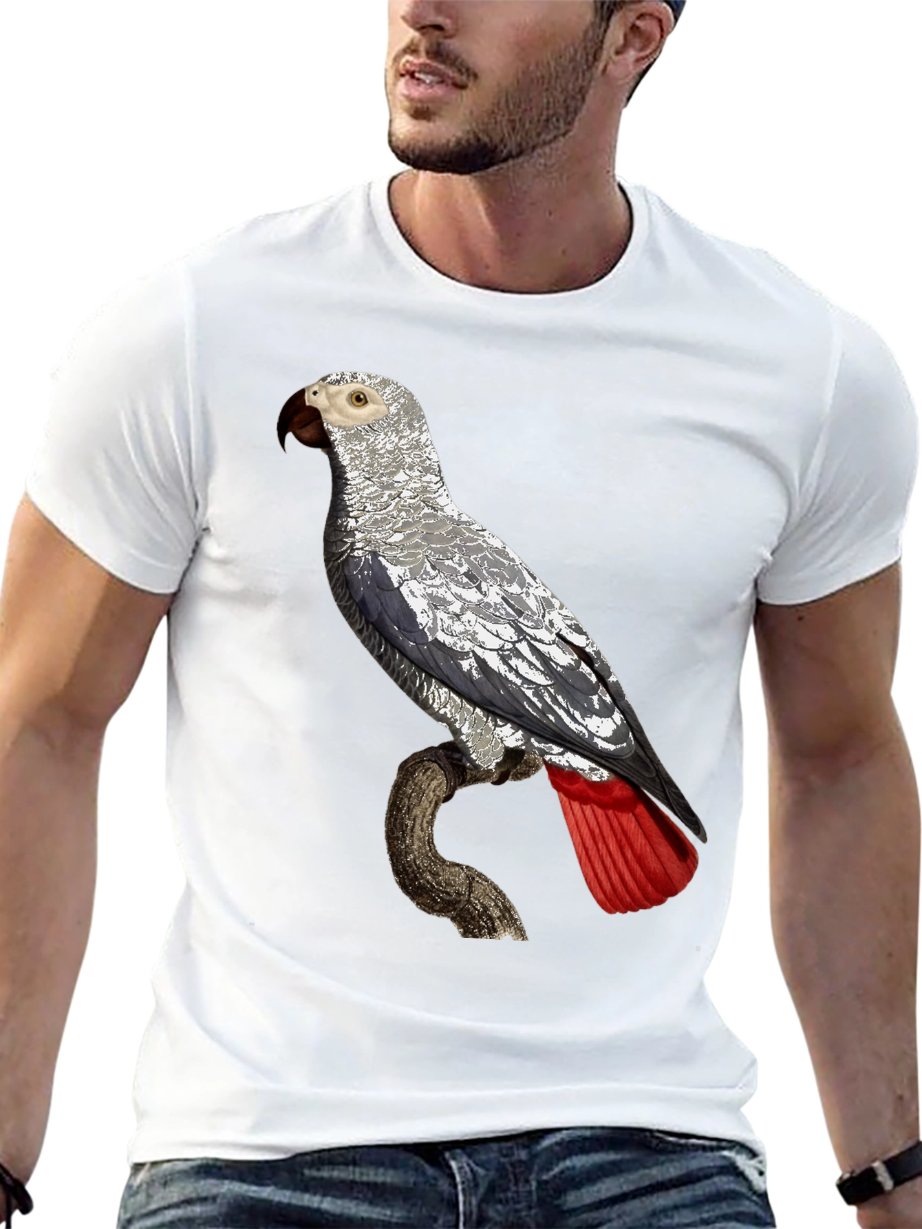 African Grey Parrot Graphic Tee - Unisex Black T-Shirt
