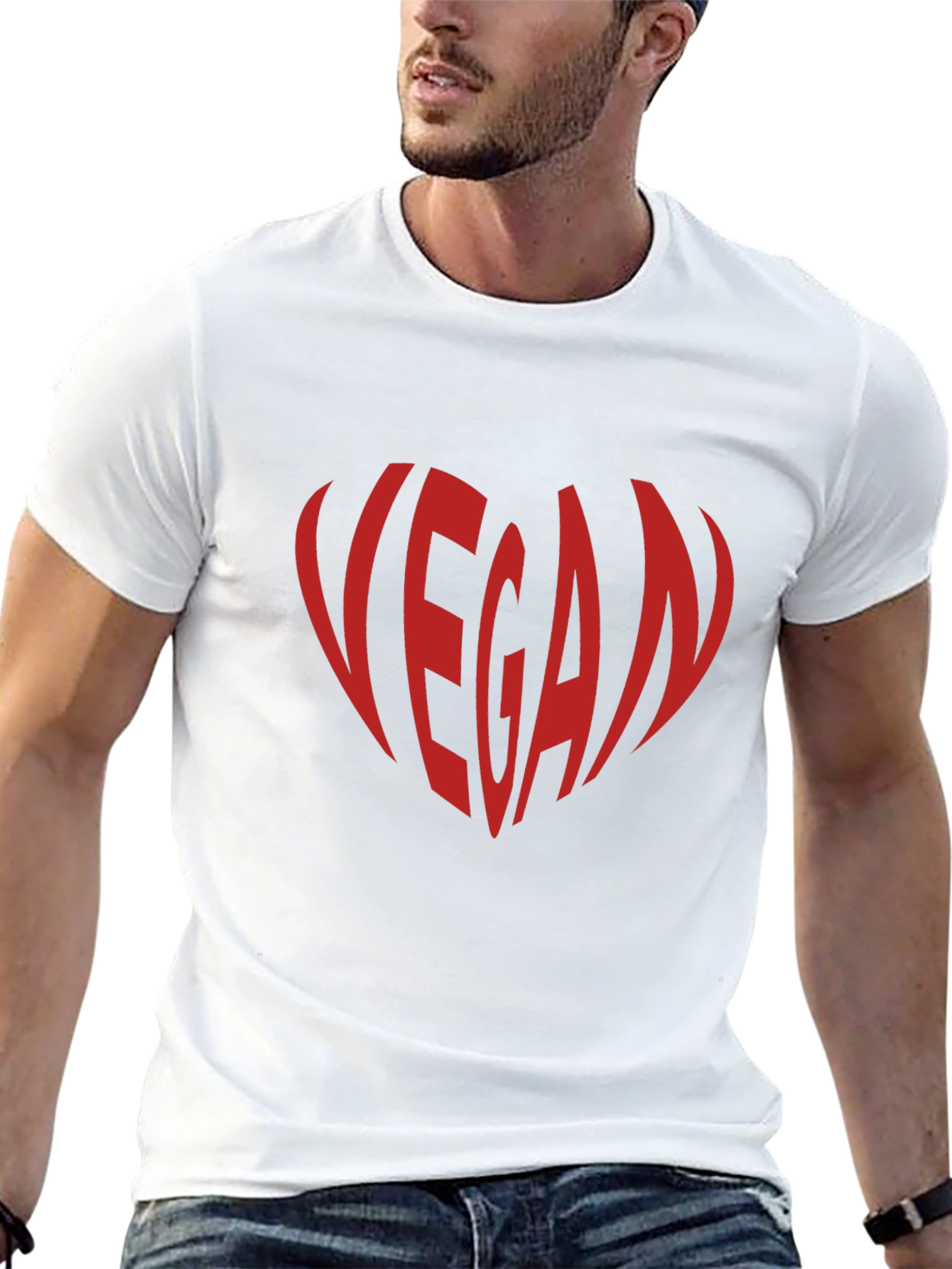 Vegan Heart Graphic Tee - Black Cotton T-Shirt