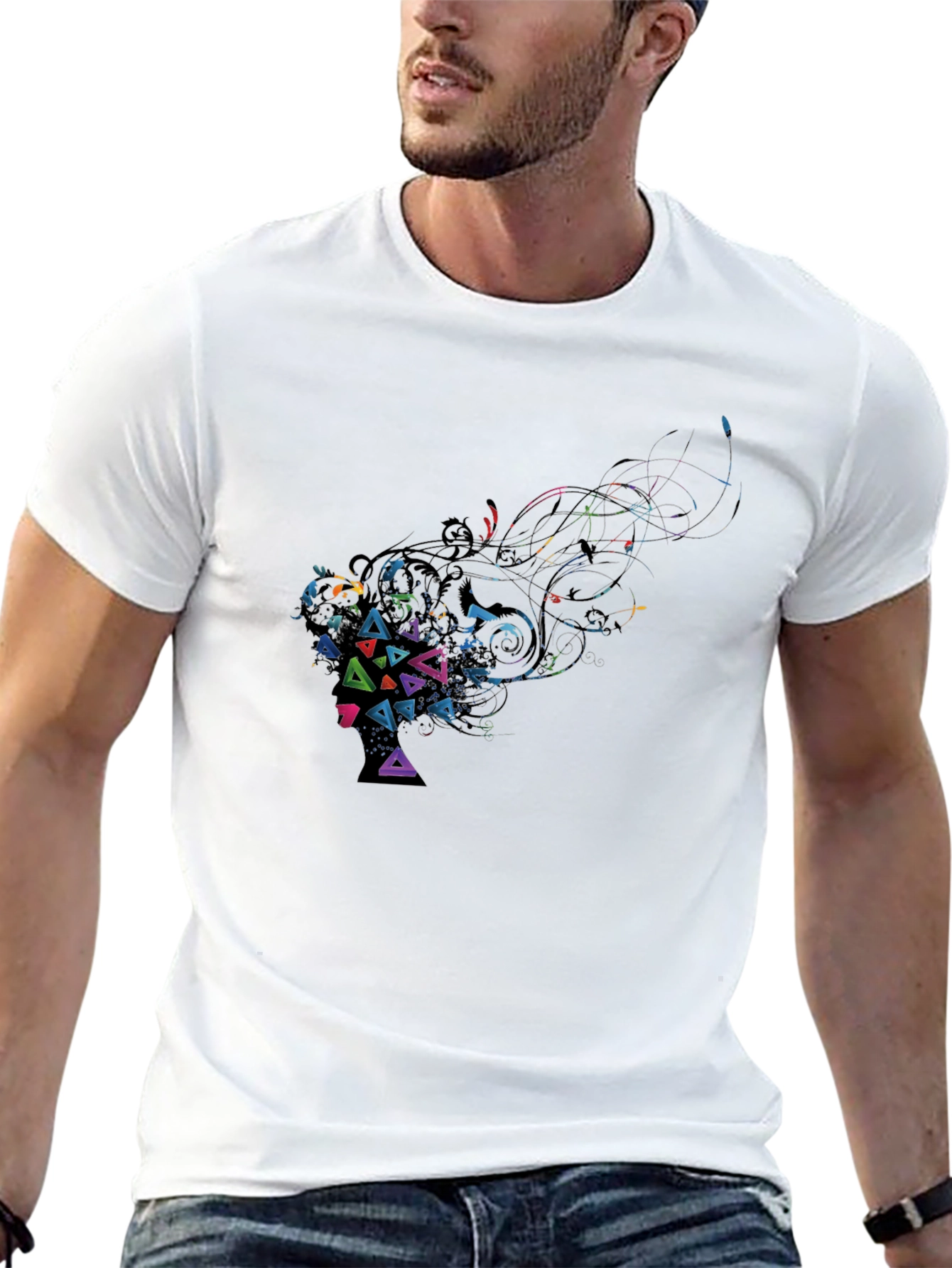 Abstract Geometric Art Black T-Shirt