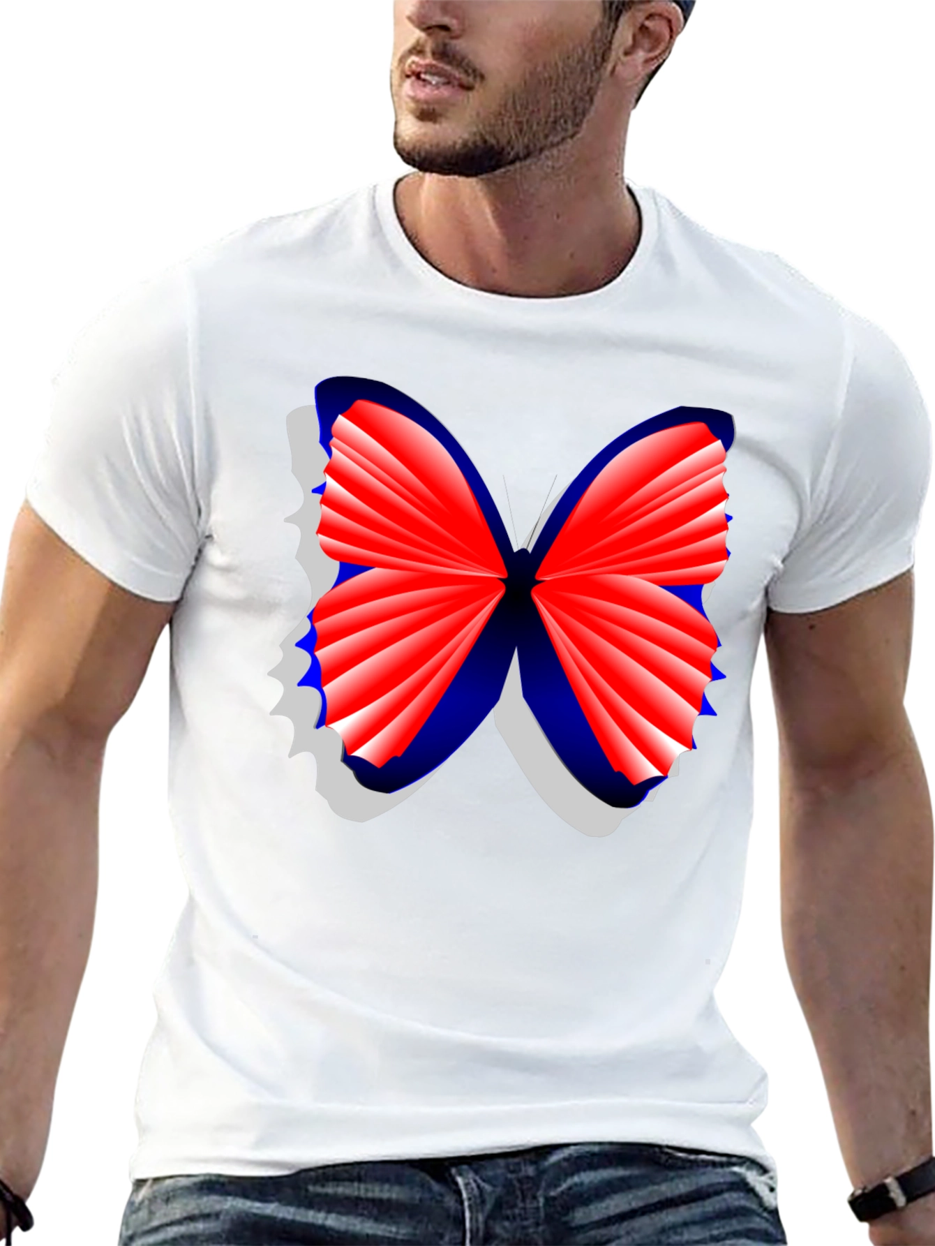 Butterfly Graphic Tee - Stylish Mens Black T-Shirt