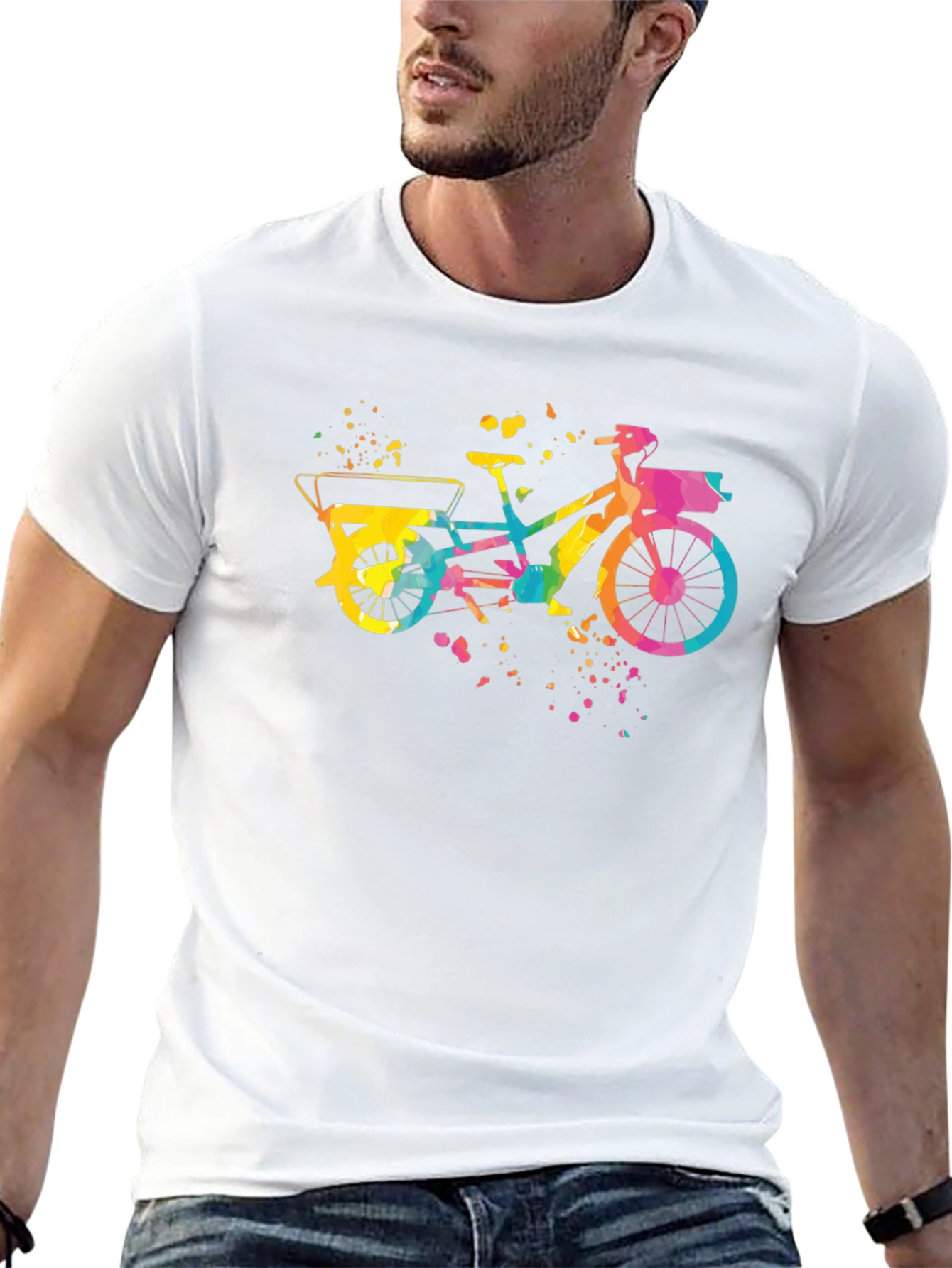 Colorful Bicycle Graphic T-Shirt