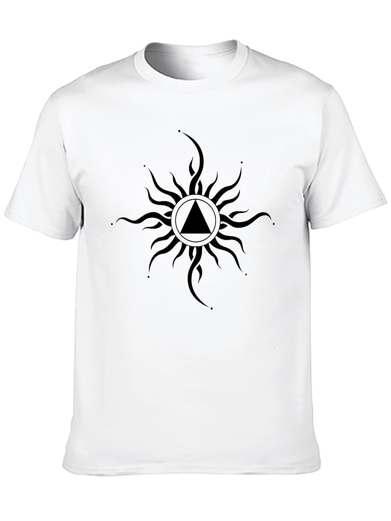 Black T-Shirt with Abstract Sun Design