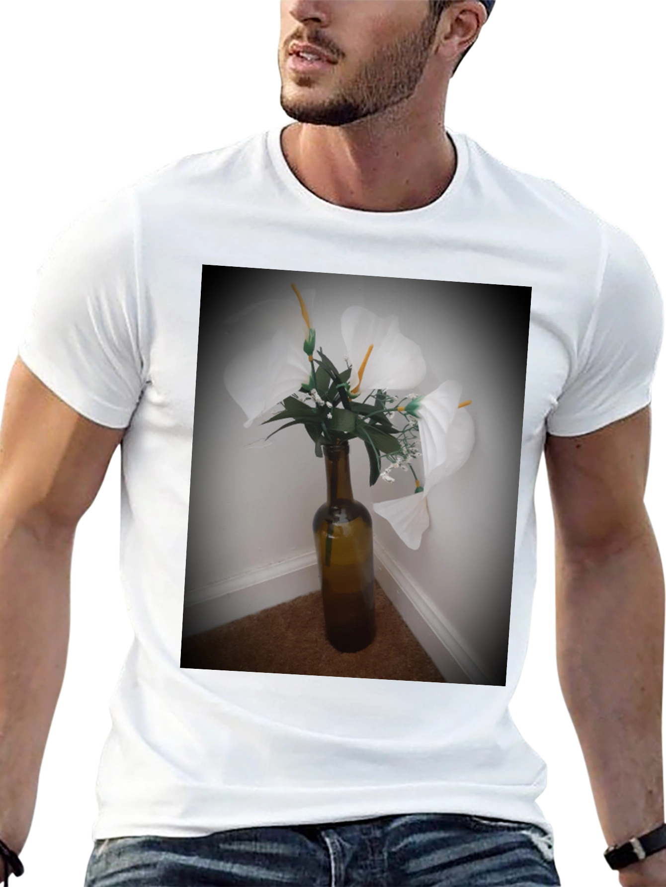 Floral Vase Graphic Tee - Elegant Design