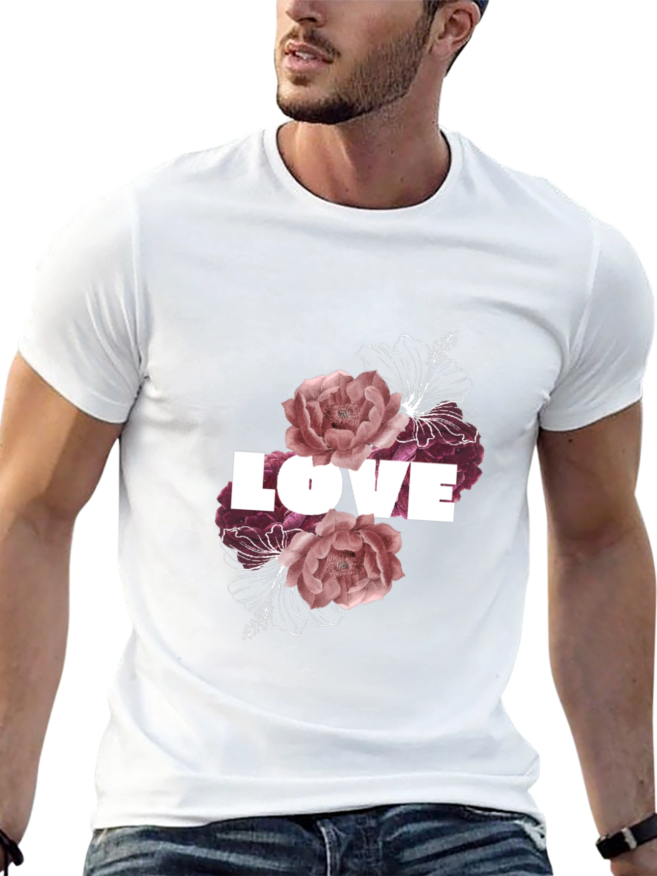 Love Floral Graphic Black Tee