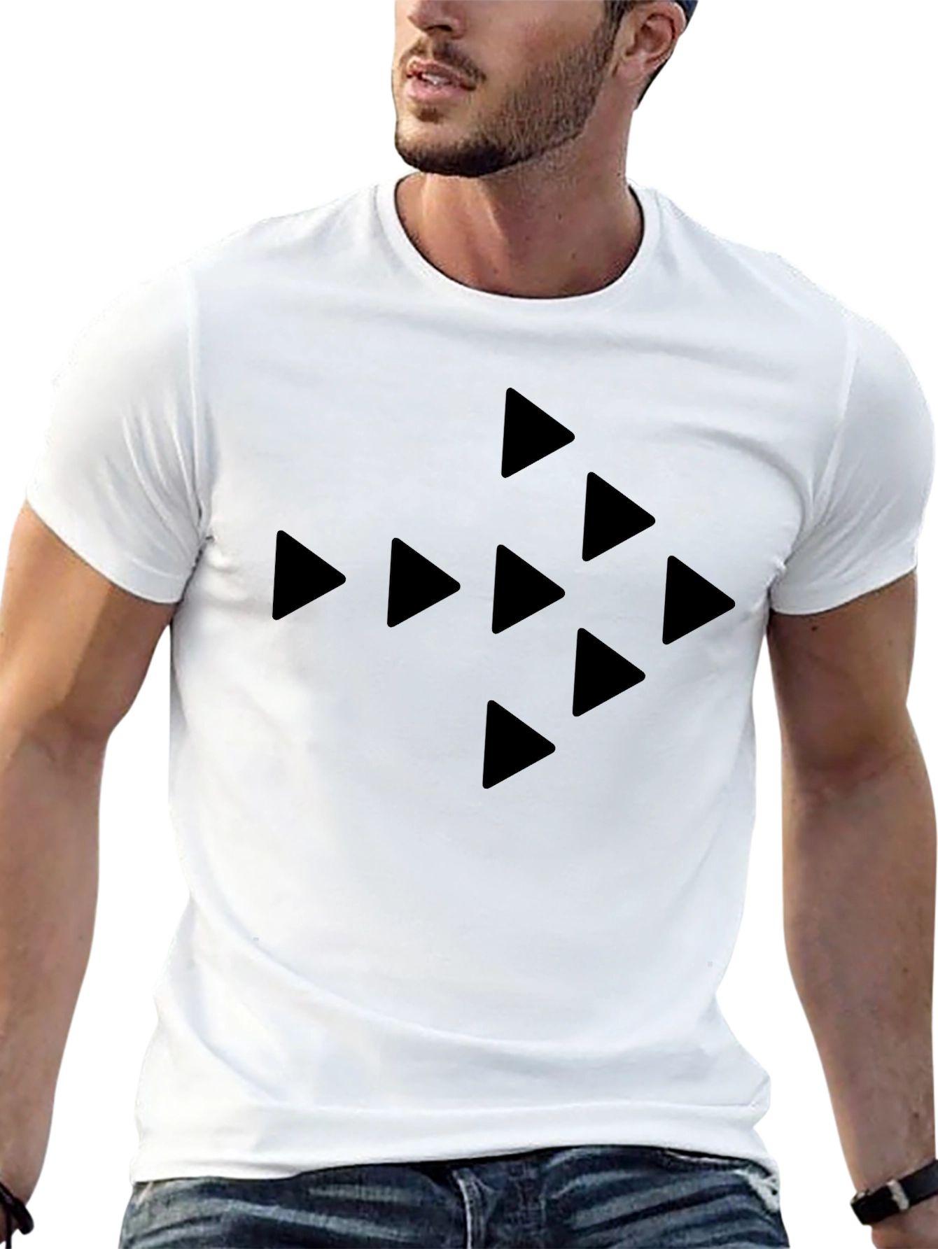 Black Triangle Pattern T-Shirt - Modern Style