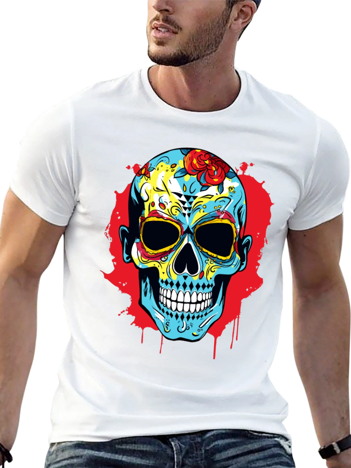 Sugar Skull Graphic Print T-Shirt