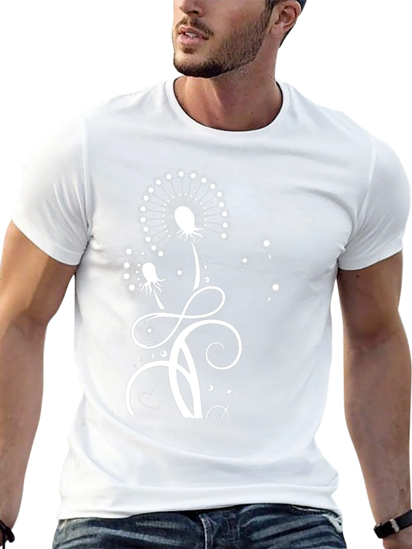Black Dandelion Print T-Shirt