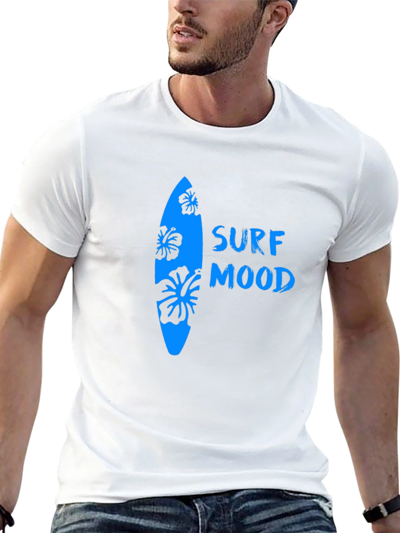 Surf Mood Graphic Tee - Black Cotton T-Shirt