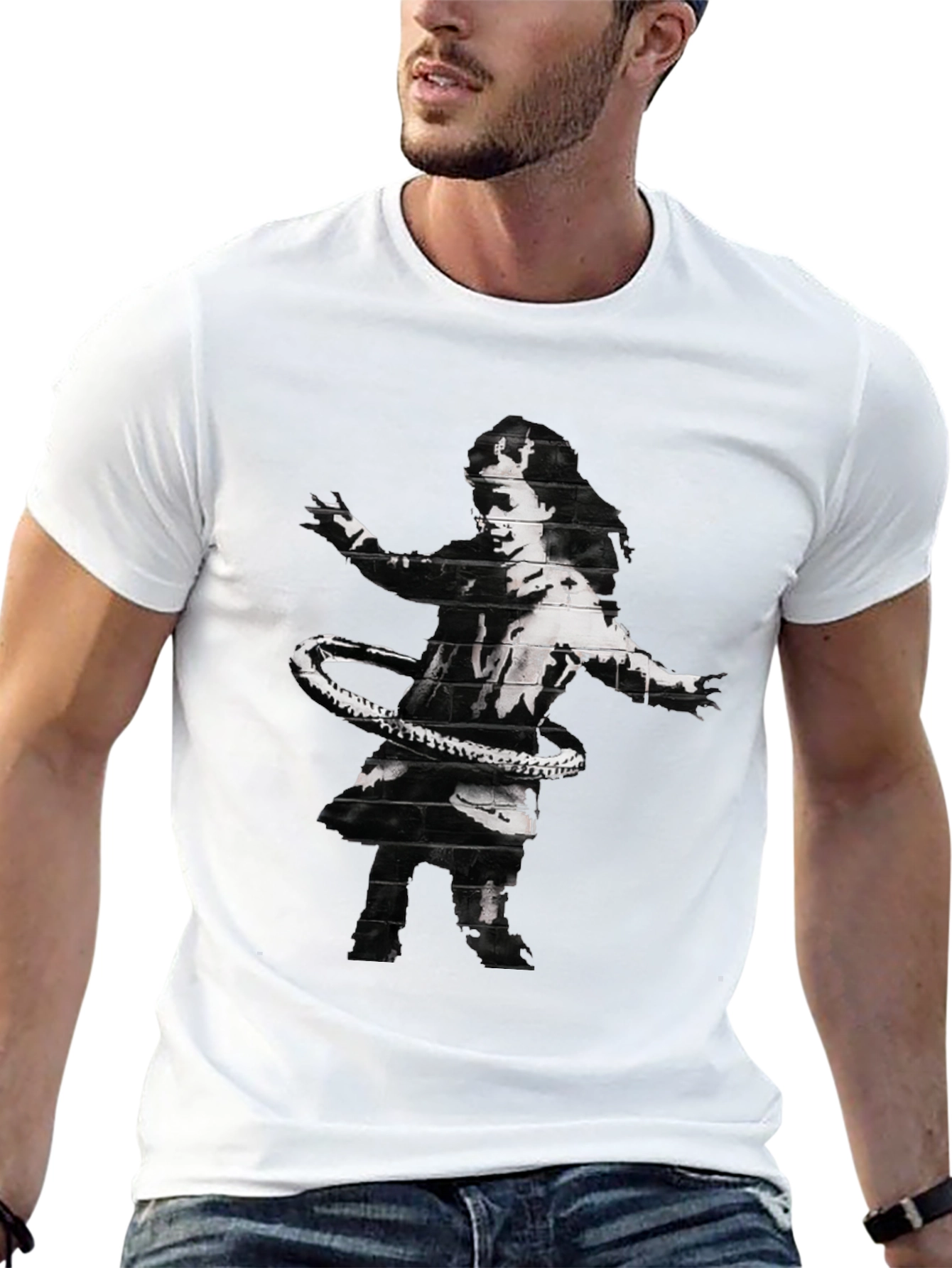 Banksy Hula Hoop Girl Graphic Tee - Black