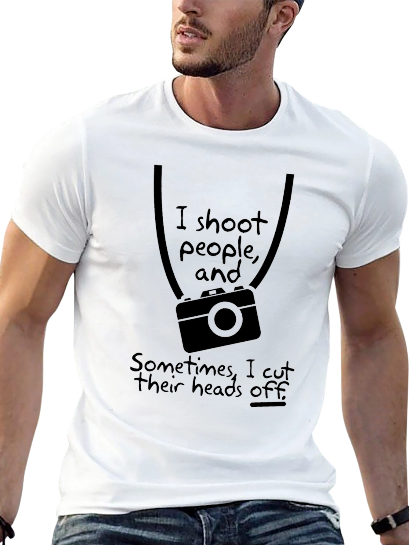 Humorous Photographer T-Shirt: I Shoot People Camera Graphic