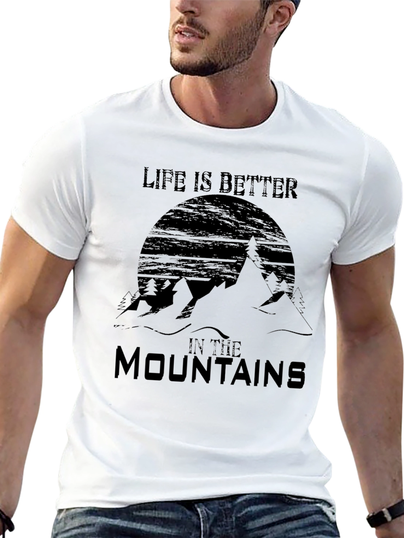 Life is Better in the Mountains Black Graphic T-Shirt
