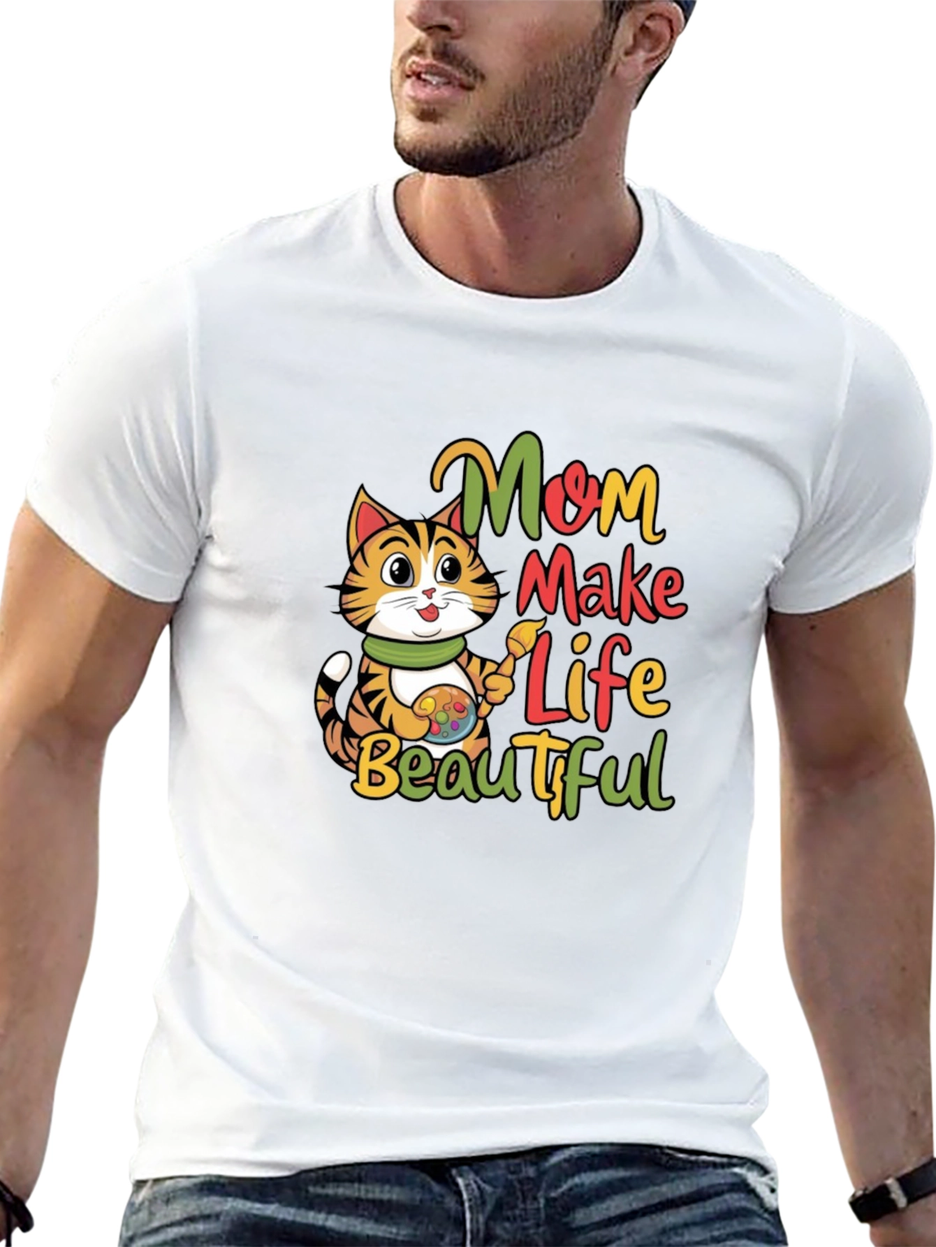 Mom Make Life Beautiful Cat T-Shirt