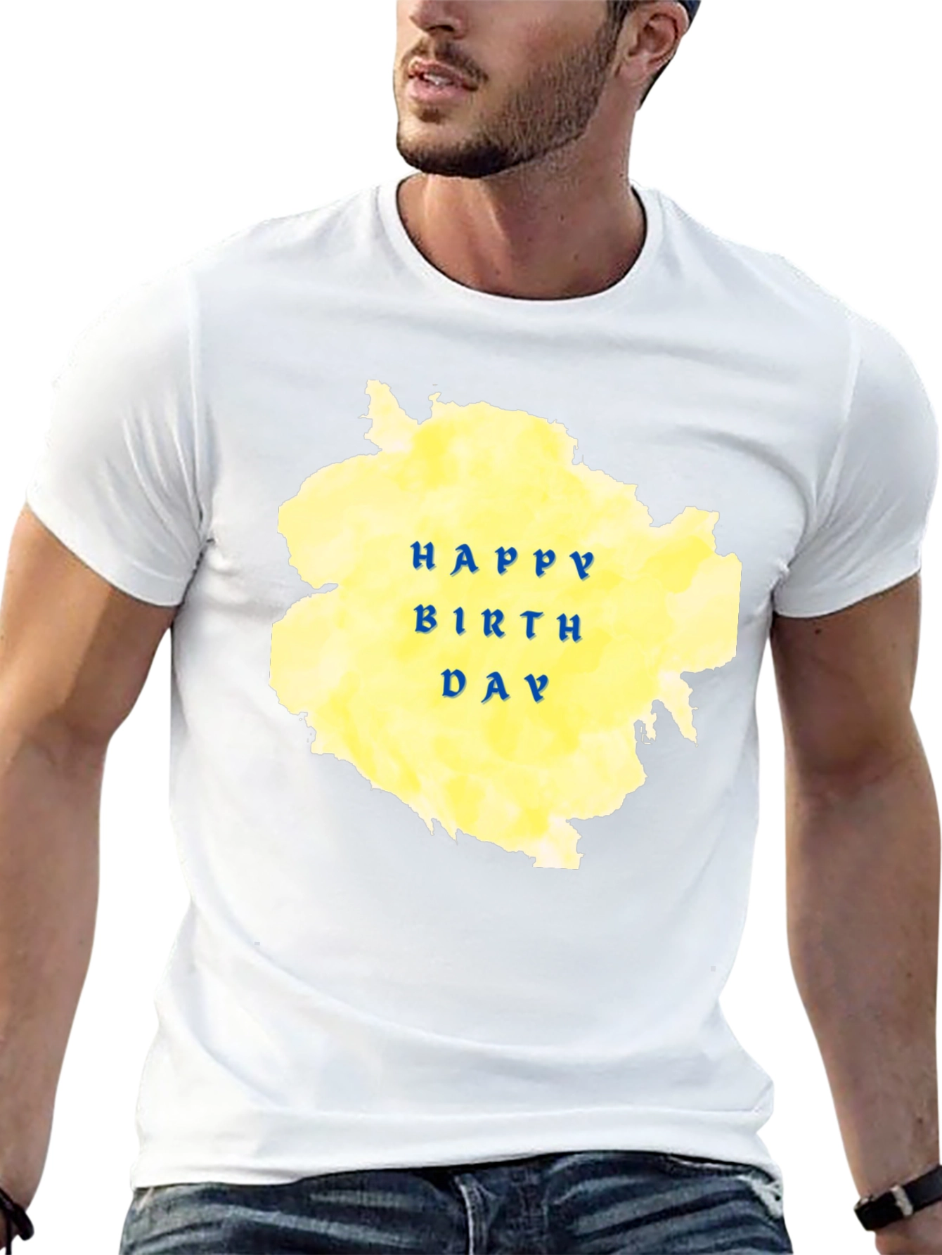 Happy Birthday Graphic Tee - Black Cotton Blend