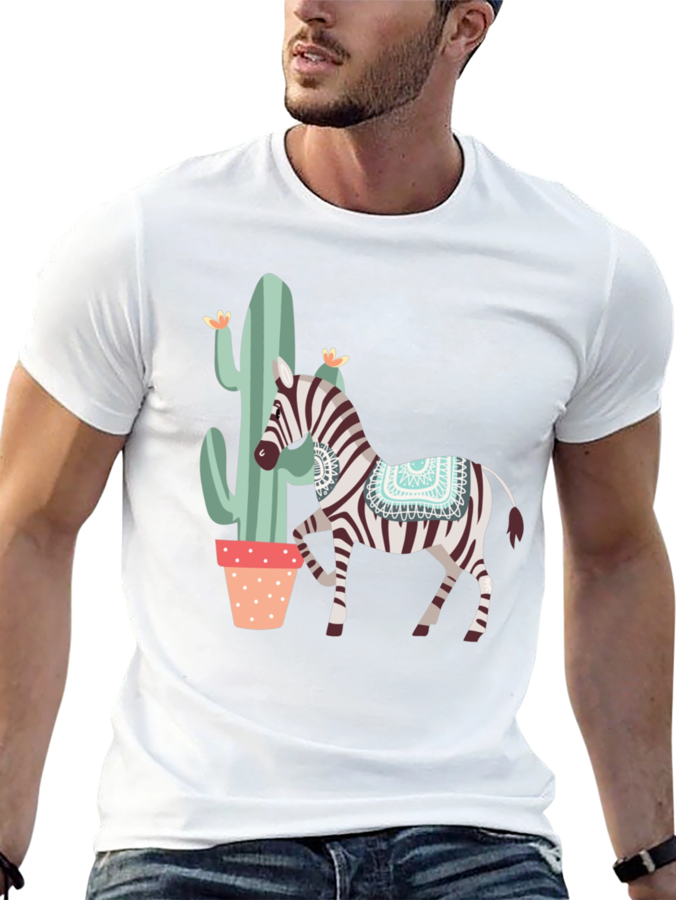 Zebra & Cactus Graphic T-Shirt