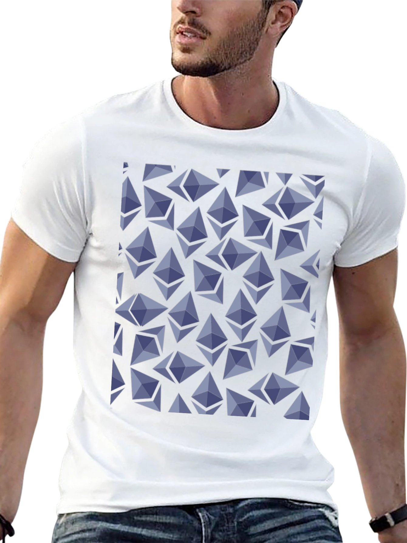 Ethereum Crypto Pattern T-Shirt - Black