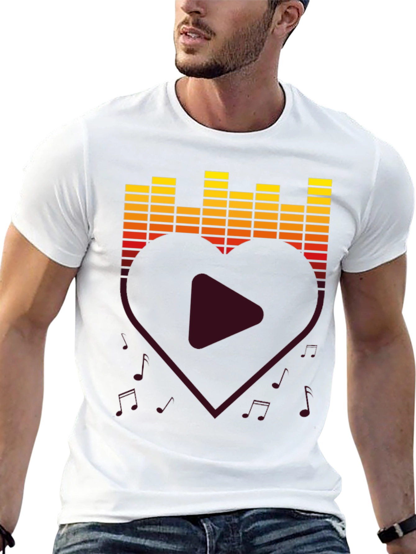 Music Lover T-Shirt - Heart Equalizer Design