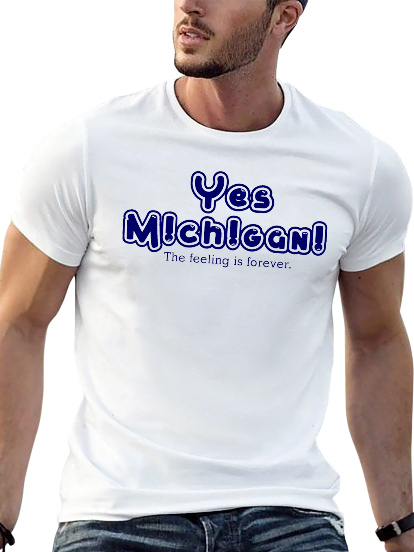Yes Michigan! Black Graphic T-Shirt for Men