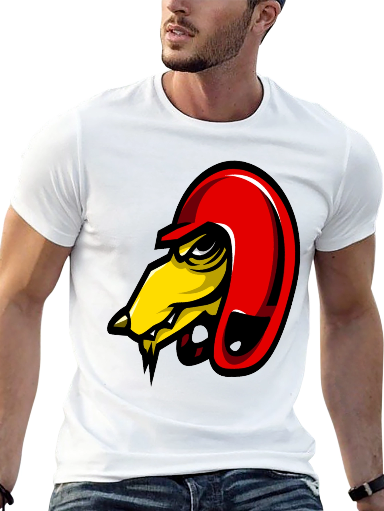 Mens Black Graphic Tee - Angry Bird Design