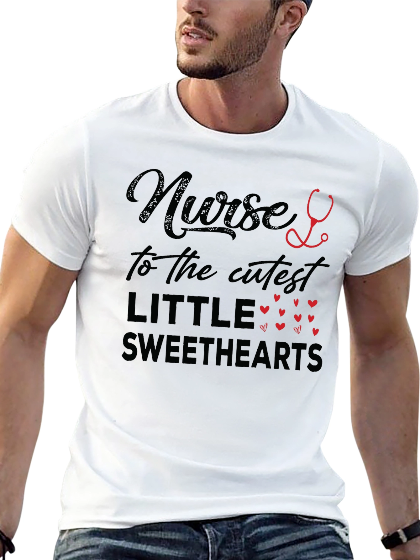 Nurse to the Cutest Sweethearts Black T-Shirt