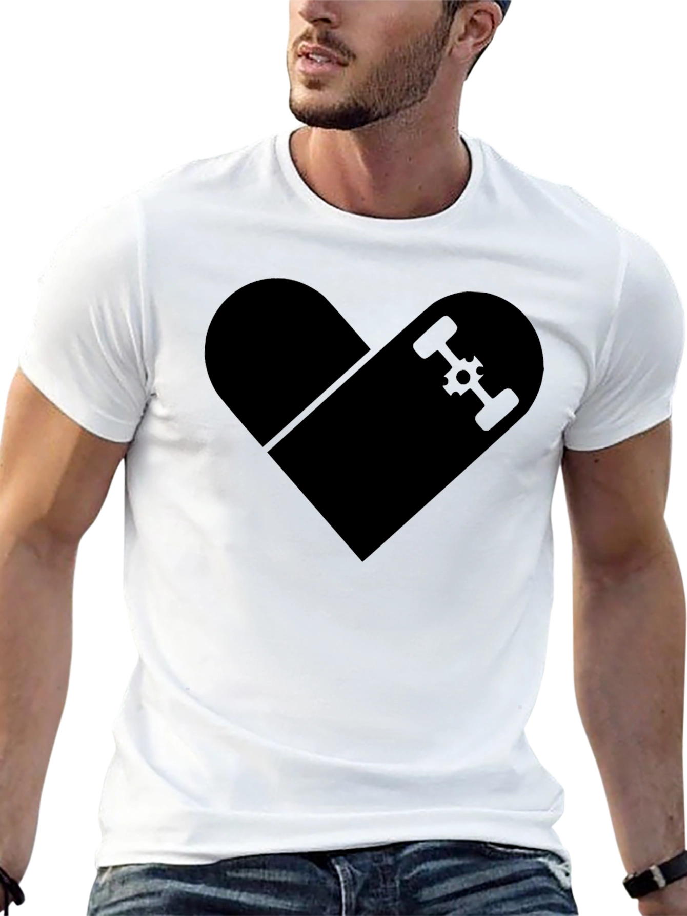 Skateboard Heart Graphic T-Shirt - Classic Black Tee