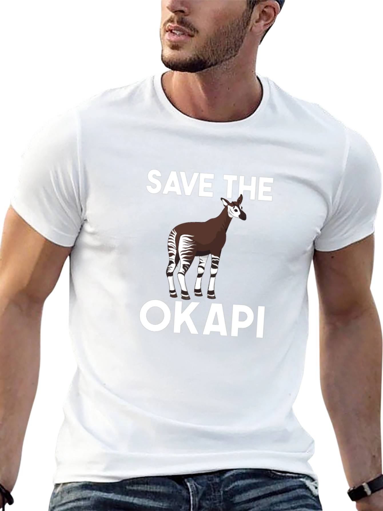 Save the Okapi Graphic Tee - Black Cotton T-Shirt