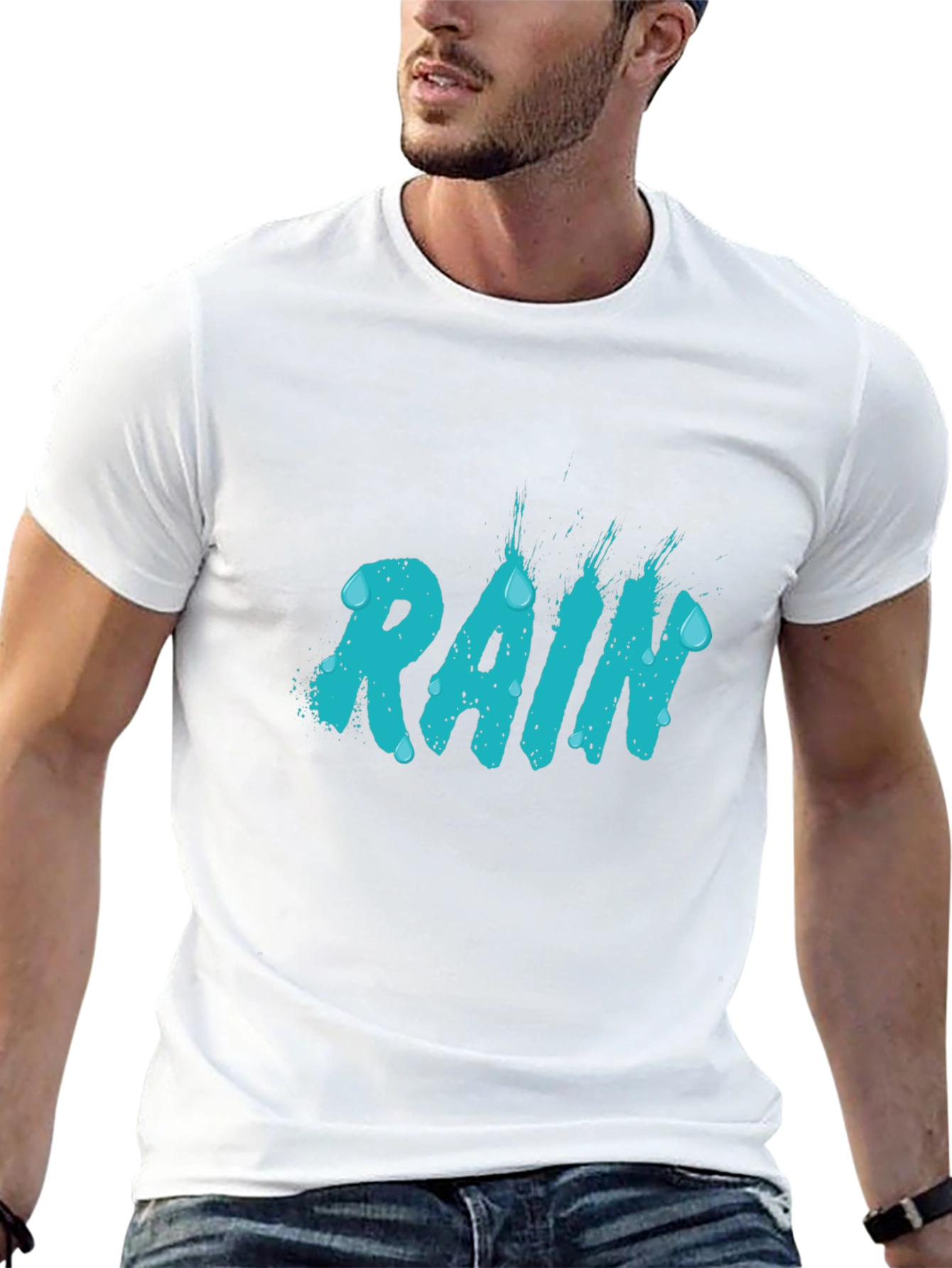 Rain Graphic T-Shirt - Stylish Mens Black Tee