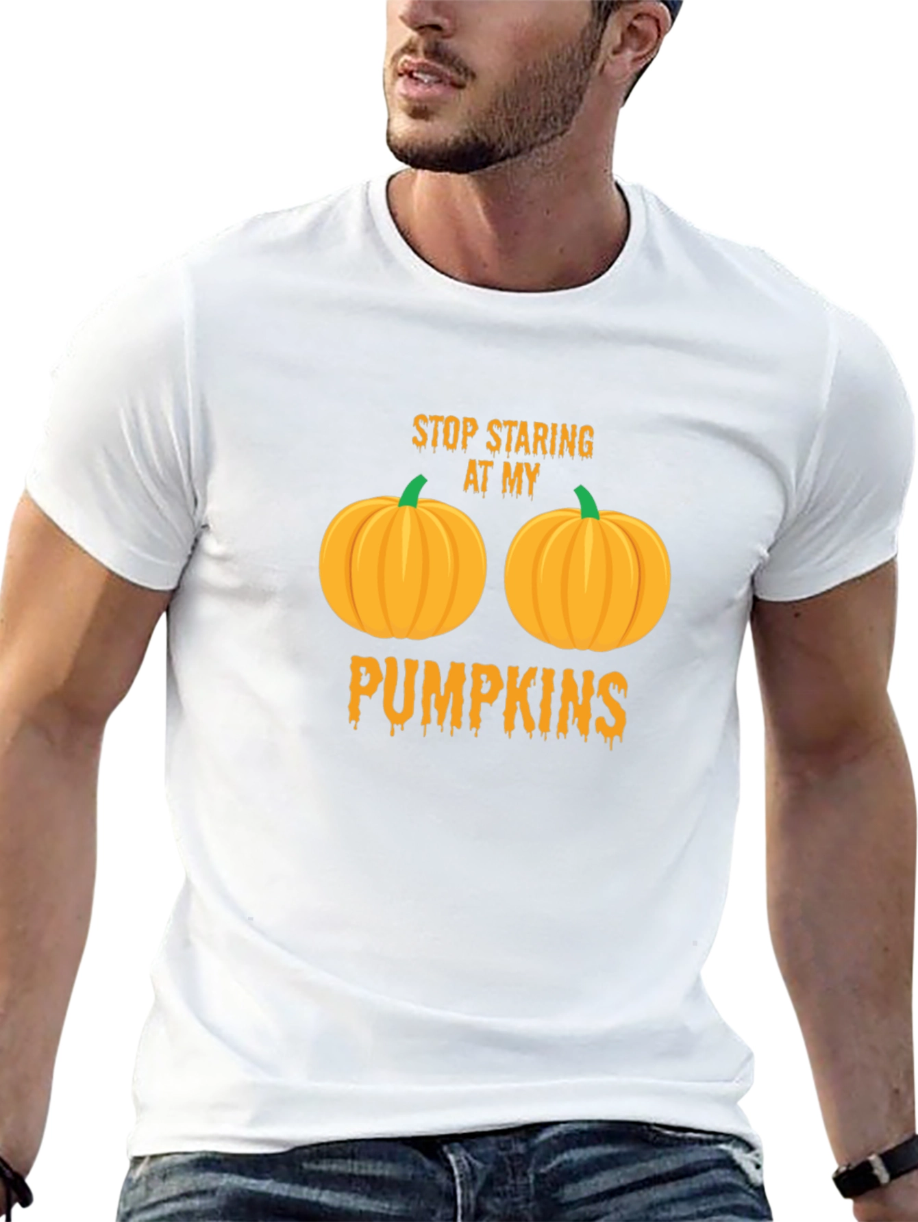 Stop Staring At My Pumpkins Halloween T-Shirt