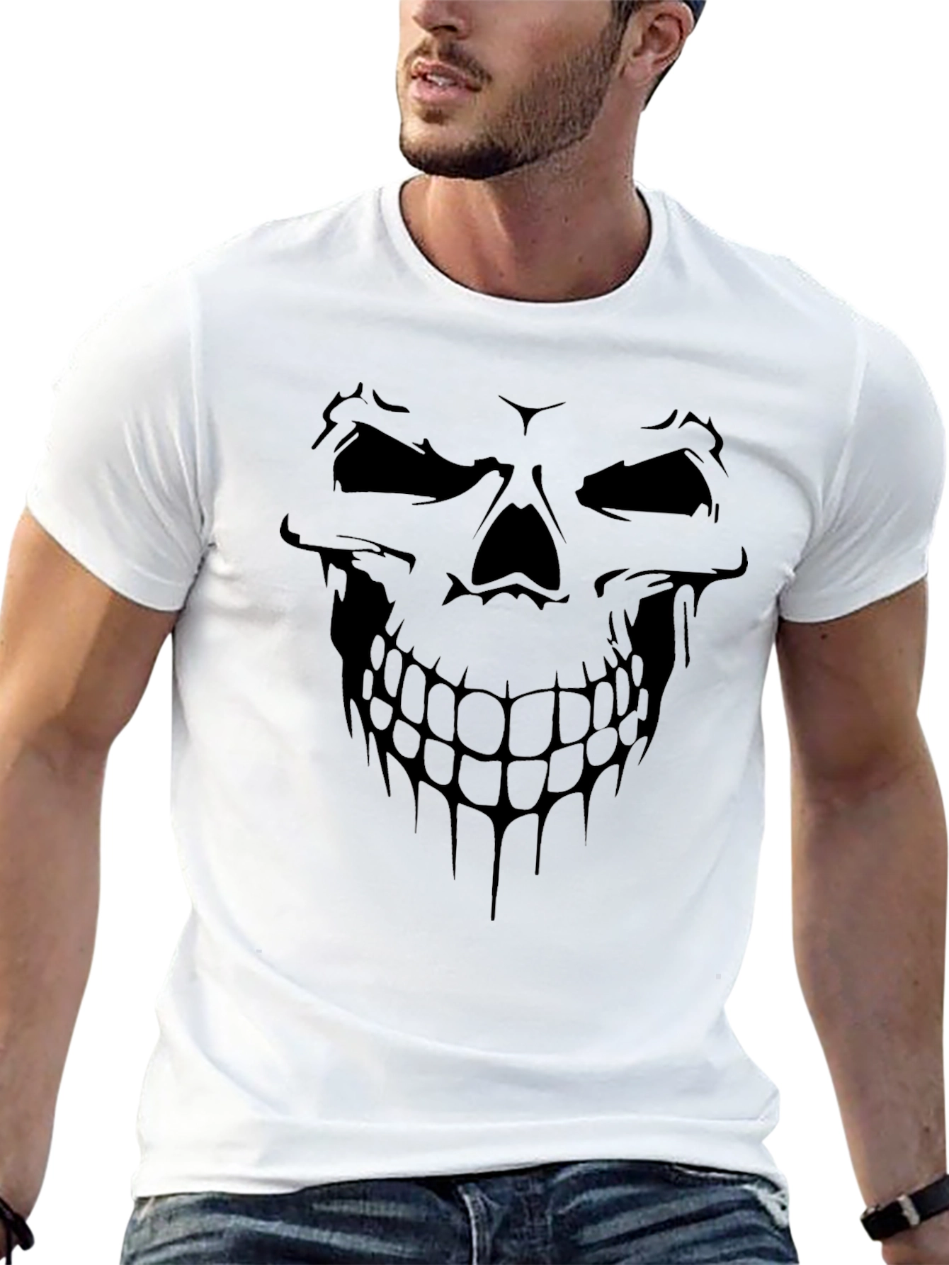Mens Black Skull Graphic T-Shirt