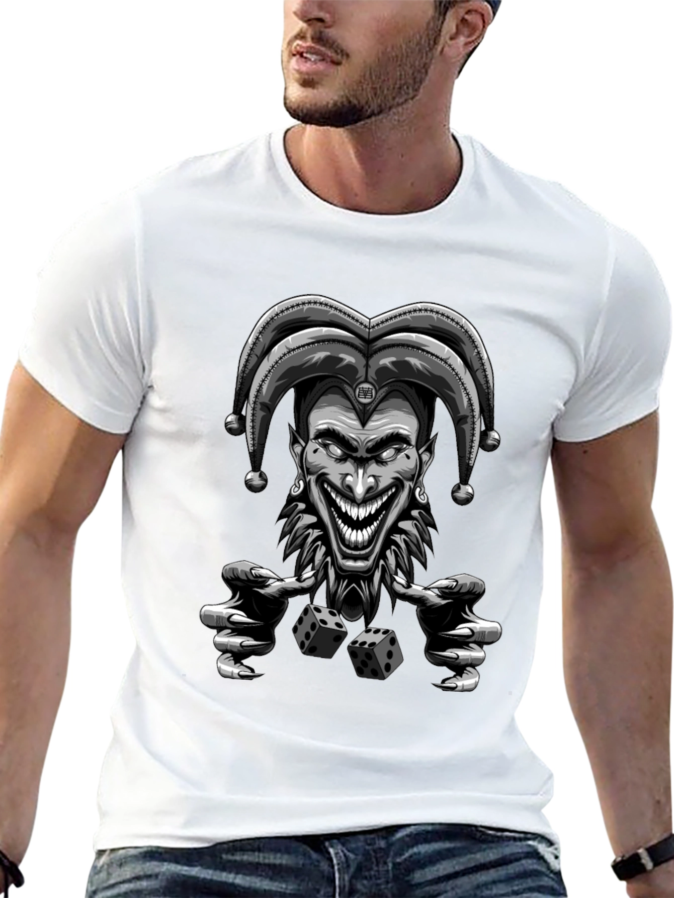 Creepy Joker Dice Graphic Tee - Mens Black T-Shirt