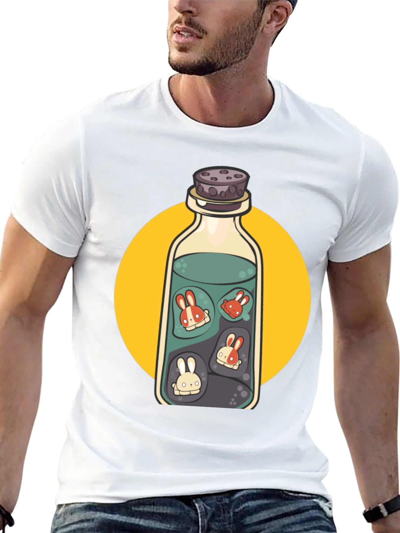 Rabbit Potion Graphic Tee - Black Cotton Blend
